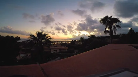 Timelapse sunset on the Strait of Messina, Sicily Stock Footage