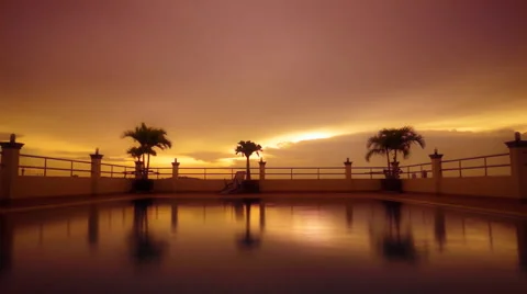 Timelapse sunset at swimming pool Video stock 54619787