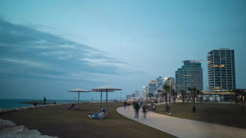 Timelapse sunset Tel Aviv beach park Stock-Footage 304689832