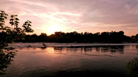 Timelapse sunset at Ticino river Stock Footage 304547639