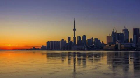 Timelapse of the Sunset in Toronto Stock Footage 50032169