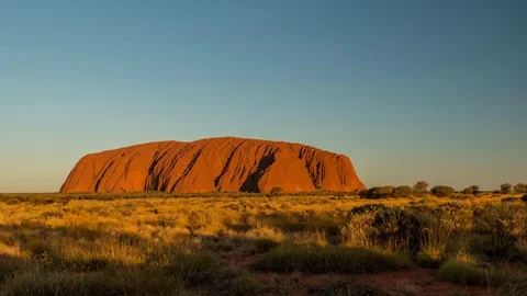 Timelapse Sunset Uluru in Australia Stock Footage 87946944