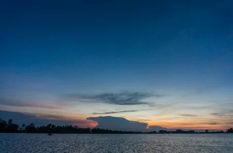 Timelapse of Sunset View At Calm Lagoon Stock Footage 38026926