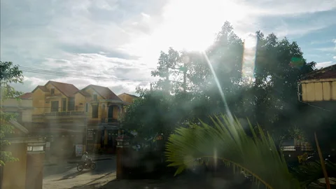 Timelapse sunset view of street from courtyard in Hoi An, Vietnam 스톡 동영상 230013289