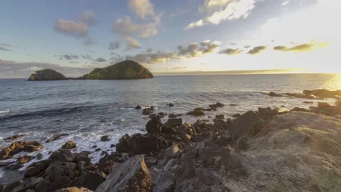 Timelapse sunset vila Franca do Compo Azores island Stock Footage 234707067