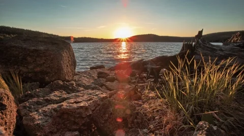 Timelapse with sunset on water Stock Footage 67863010
