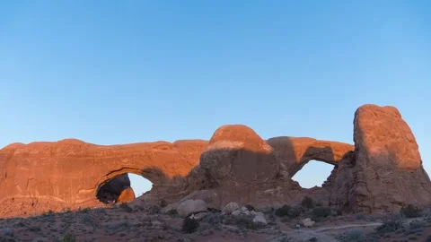 Timelapse of sunset at Window Arch Stock Footage 261743756
