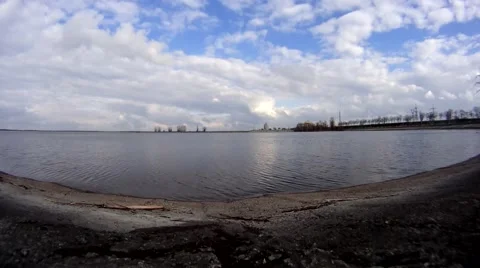 Timelapse on surface of river Dnieper Stock Footage 48694029