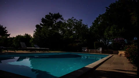 Timelapse - Swimming pool at night Stock Footage 165683973