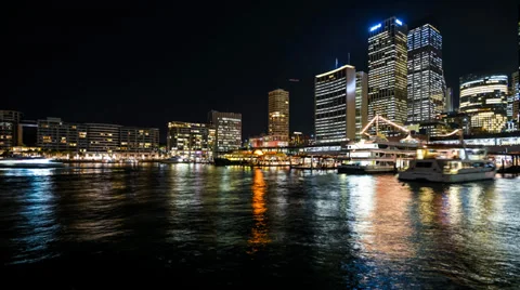 Timelapse Sydney Harbour Ferry Terminal At Night Video stock 32187201