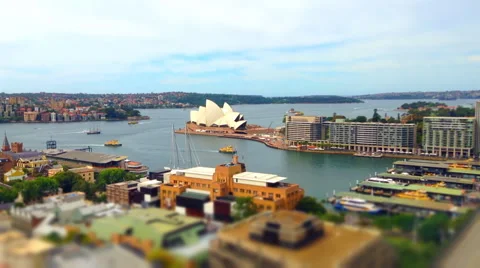 Timelapse Sydney Opera House Circular Quay Manly Ferry Afternoon Clouds Rolli Stockbeeldmateriaal 46013331