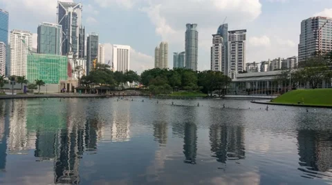 Timelapse At Symphony Lake In Klcc, Kuala Lumpur During Daylight Stock Footage 49359035