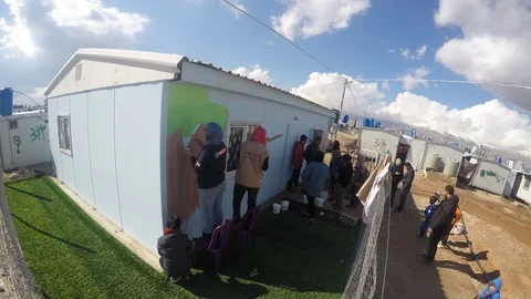 Timelapse at Syrian Refugee camps Stock Footage 100856970