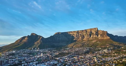 Timelapse of Table Top Mountains in the city of CapeTown, South Africa Stock Footage 141031396
