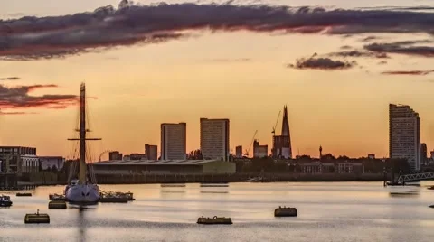 Timelapse of tall ships in Greenwich Stock Footage 54288202
