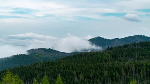 Timelapse of Tatra Mountains above the Clouds in Summer Stock Footage 280441881