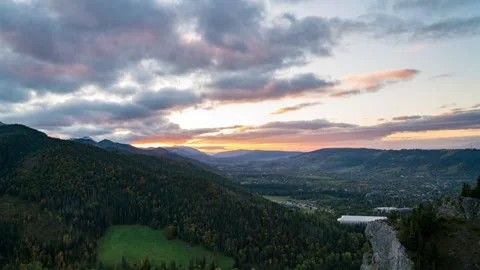 Timelapse of Tatra Mountains Skyline at Sunset with Clouds in Zakopane, Poland Video stock 280441595