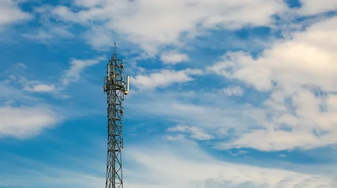 Timelapse of telecommunications antenna on cloudy sky background Stock Footage 58713073