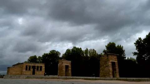 Timelapse of Temple of Debod during a cloudy day in Madrid Stock Footage 152555909
