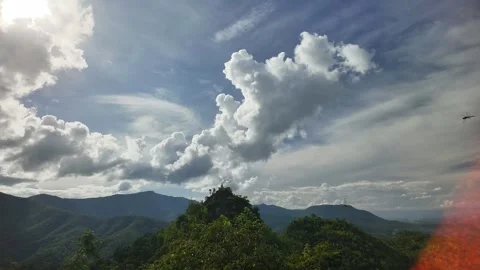 Timelapse of Temple on Mountain Peak with Clouds and Sun Rays Stock Footage 316193700