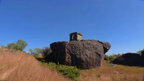 Timelapse of a temple ruin on a rock boulder 스톡 동영상 78020300