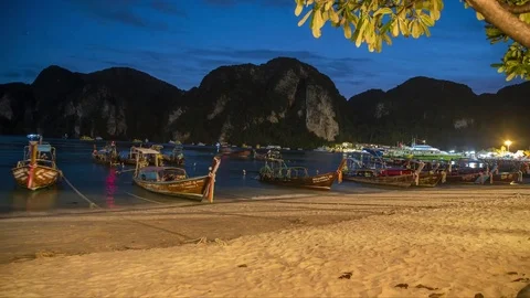 Timelapse Thailand Night Beach Stock Footage