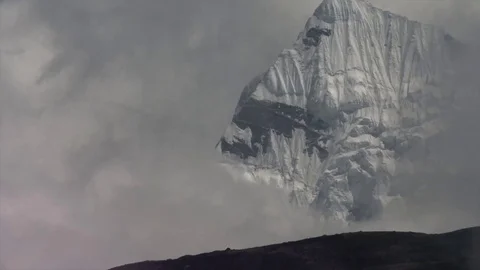 Timelapse Thamserku Mountain Himalayas Cloudy  4K / 24fps Stock Footage 96680974