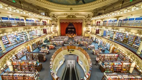 Timelapse of a theater book store in Buenos Aires, Argentina Stock Footage 95912439