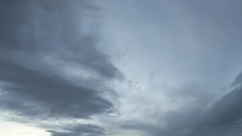 Timelapse of thin gray-blue colored late day clouds drifting across the sky Stock Footage 312076597