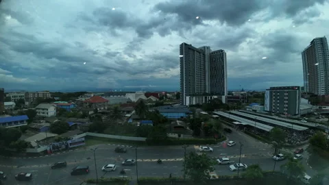 Timelapse through the glass of high building Stock Footage 310487707