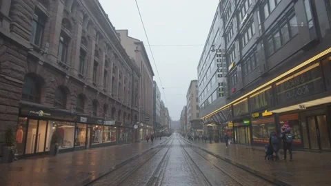 Timelapse through Helsinki busy main street tram lines  Stock Footage 146291355