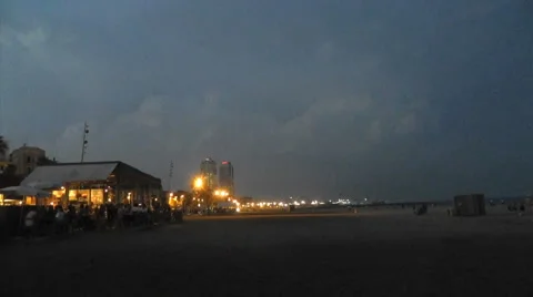 Timelapse Thunderstorm over Barcelona Beach Stock Footage 42002965