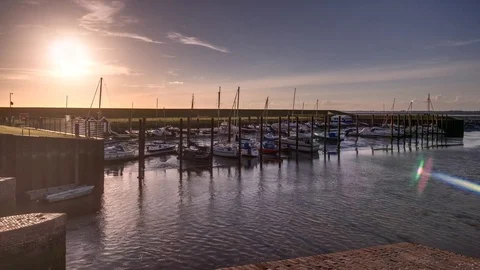 Timelapse of Tide Going Out in North Sea Haven, Port [4K] Stock Footage 77209645