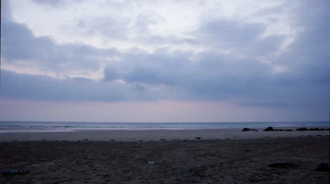 Timelapse of tide going out as the sunsets Cornwall Stock Footage 33382833