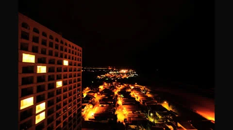 Timelapse Tijuana Beach Front Hotel Night to Day HD Video Video stock 26289398