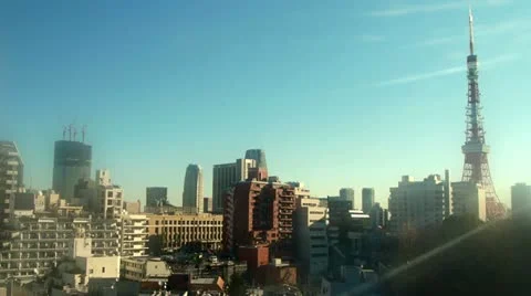 Timelapse TILT - Tokyo Tower and construction site - HD Stock Footage 16942453