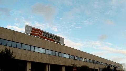 Timelapse - TIM Office (Telecomitalia),with a large logo on Stock Footage 88316567