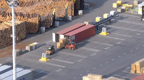 Timelapse timber placed in containers 스톡 동영상 54958146