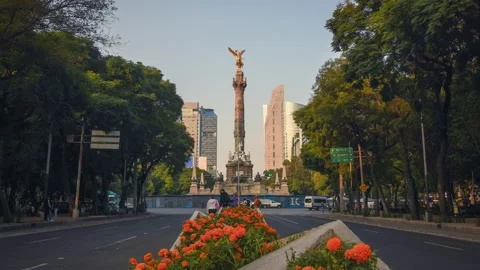 Timelapse time lapse The Angel of Independence at Paseo de Reforma Mexico City Stock Footage 221569144