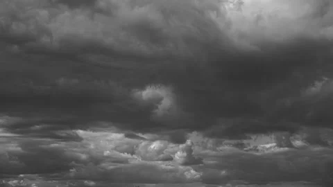 Timelapse, Time-lapse. black and white retro bw black white heavy Clouds Cloud Stock Footage 194947420