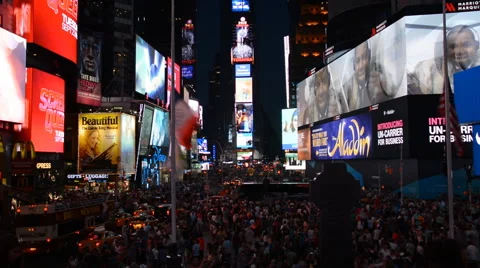Timelapse Times Square New York Late Night People Tourist Advertising Manhattan  Stock Footage 59909497