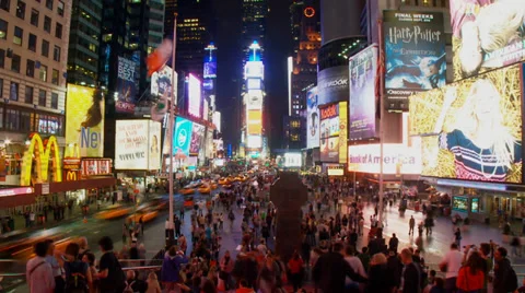 Timelapse of Times Square, night, New York City Stock Footage 35346286