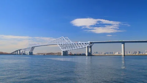 Timelapse, Tokyo Gate Bridge, tokyo, japan Stock Footage 100965593