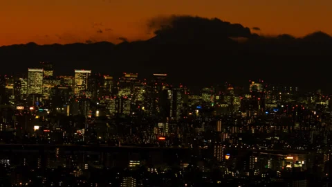 Timelapse of Tokyo Nightscape and Mount Fuji Stock-Footage 327602708