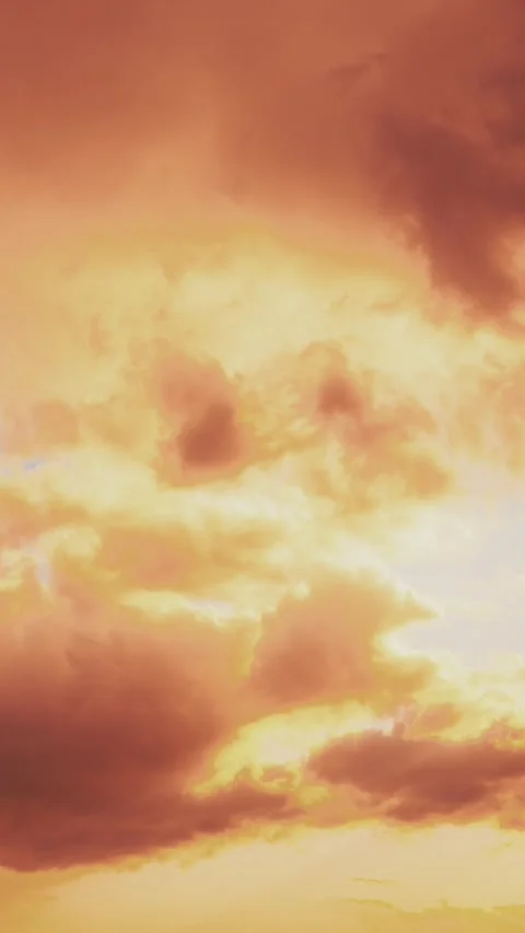 Timelapse Toned Pink-yellow Clouds. Toned Cumulus Clouds Float In Blue Sky. Video stock 341360916