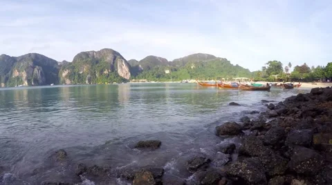 Timelapse of Tonsai bay on Ko Phi Phi in Thailand Stock Footage 58637302
