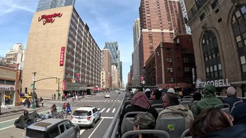 Timelapse on top of Big Bus in New York Midtown 4k Stock Footage 238651005