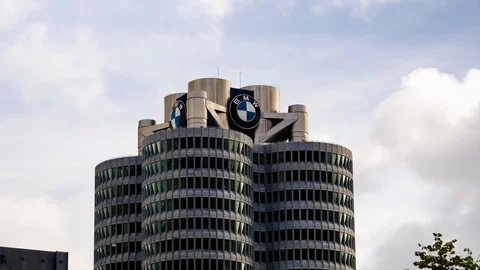 Timelapse of the top of the BMW Tower. Munich Stock Footage 114630717