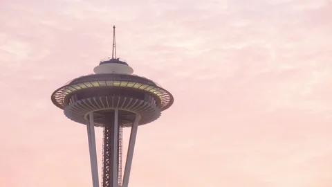 Timelapse of top of space needle at sunset, seattle washington Stock Footage 83358600