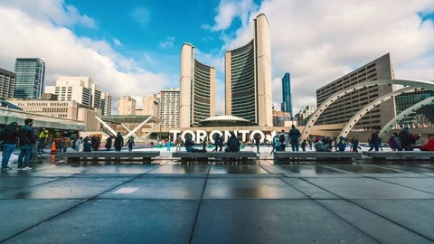 Timelapse at Toronto's City Hall & Nathan Phillips Square. Stock Footage